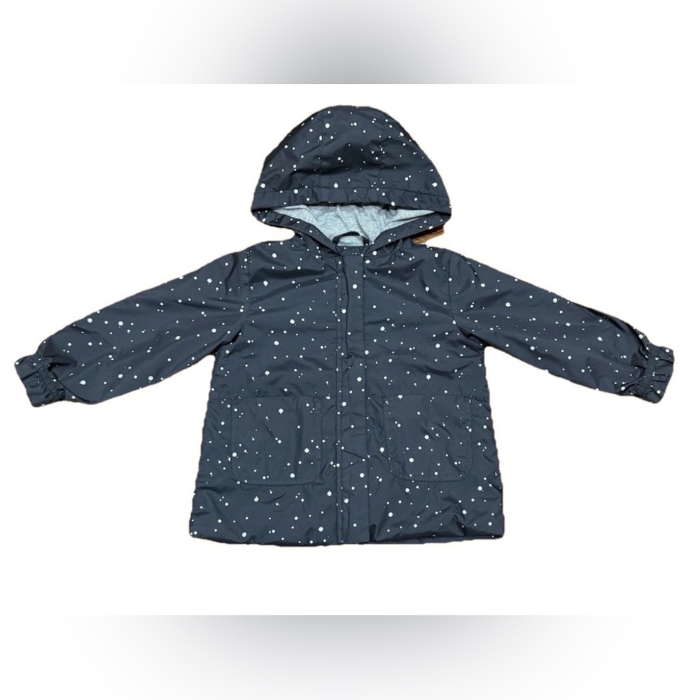 MILES THE LABEL Girls Rain Jacket Waterproof Hooded Raincoat Navy Blue 24mo
